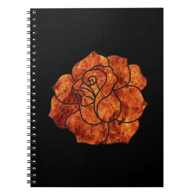 Orange Fire Rose Spiral Notebook (Front)