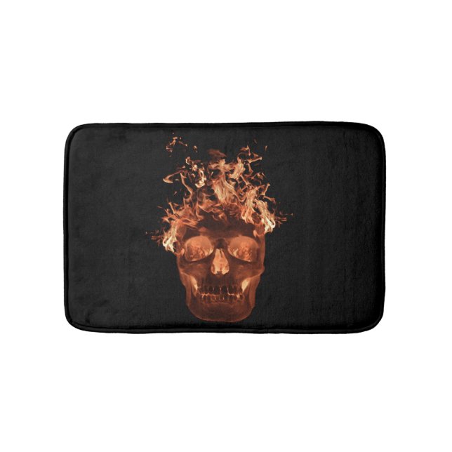 Orange Fire Skull Bath Mat (Front)