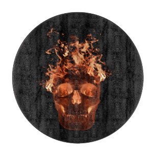 Orange Fire Skull Cutting Board