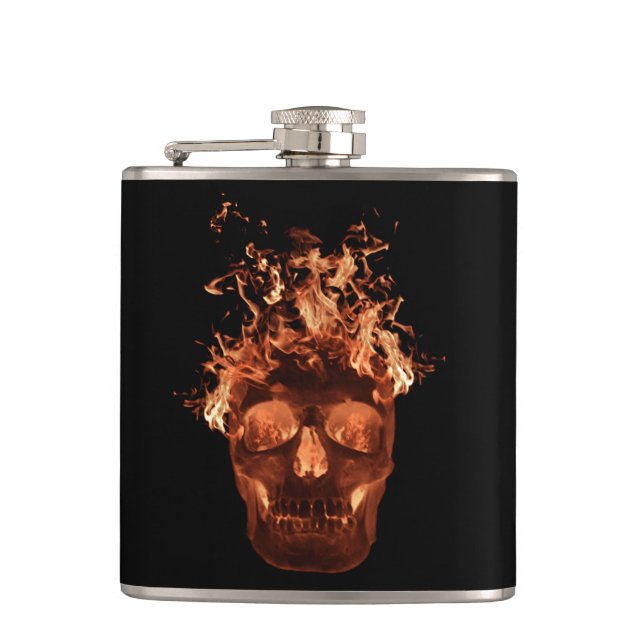 Orange Fire Skull Flask (Front)