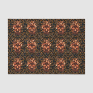 Orange Fire Skull Tissue Paper