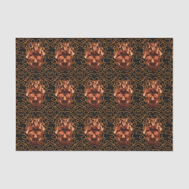 Orange Fire Skull Tissue Paper (Front)