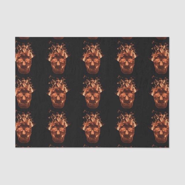 Orange Fire Skull Tissue Paper (Front)