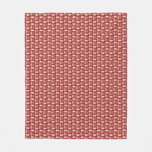 Orange Fish Basket Weave Pattern Fleece Blanket