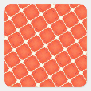 Orange Fishing Net Mosaic Tile Grid Pattern Gifts Square Sticker