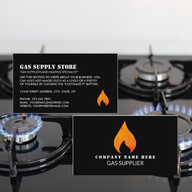 Orange Flame, Gas Engineer & Supplier Business Card (Creator Uploaded)