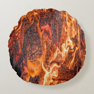 Orange flame round pillow