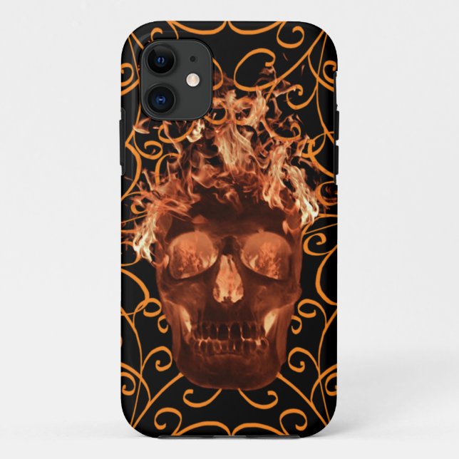Orange Flame Skull iPhone 5G Coque (Dos)