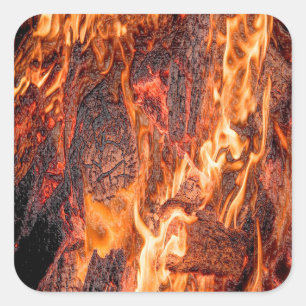 Orange flame square sticker