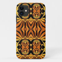 orange flames Native totem pole tribal pattern