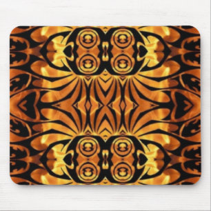 orange flames Native totem pole tribal pattern Mouse Pad