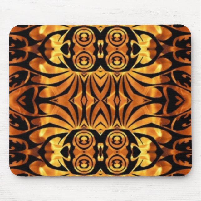 orange flames Native totem pole tribal pattern Mouse Pad (Front)