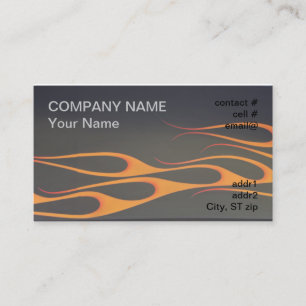 orange flames on black business card