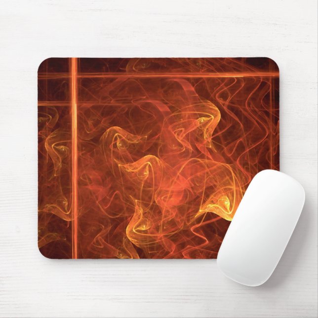 Orange Flames Over Black Abstract Artwork Mouse Pad (With Mouse)
