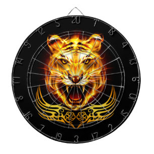 Orange Flaming Fire Tiger Dartboard
