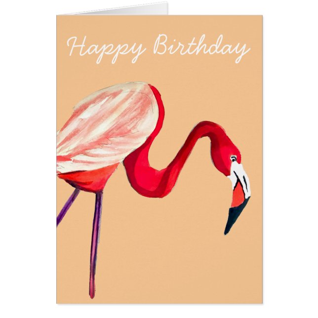 Orange flamingo watercolor bird art (Front)