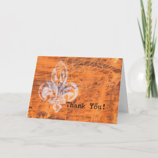 Orange Fleur-de-lis Mixed Media Thank You Card