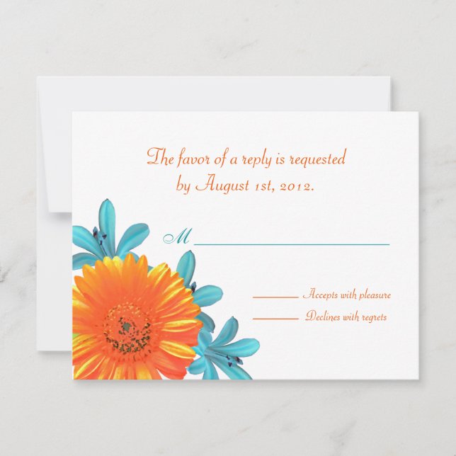 Orange & Fleur d'été Turquoise Réponse / Cartes RS (Devant)