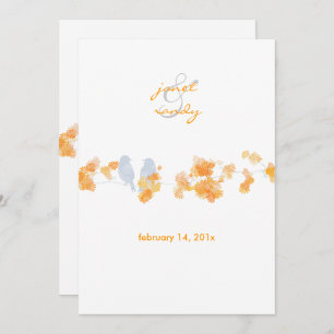 Orange fleurit et inséparables 5 x 7 invitations