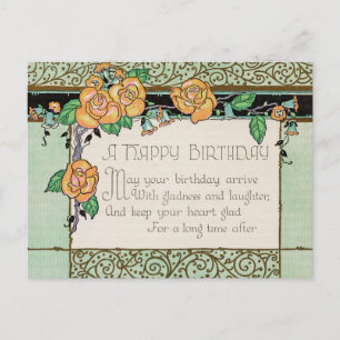 Orange Fleurs Art Déco riming Poème Carte Annivers