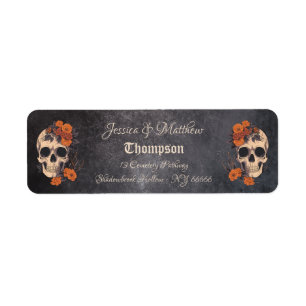 Orange Fleurs Elegant Skull mariage Adresse