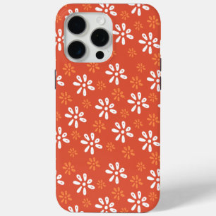 Orange Fleurs Motif iPhone 15 Pro Max Coque