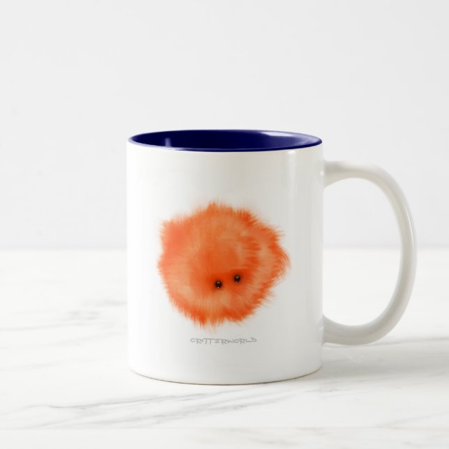 Orange Floor Nibbler Critter Two-Tone Coffee Mug (Right)