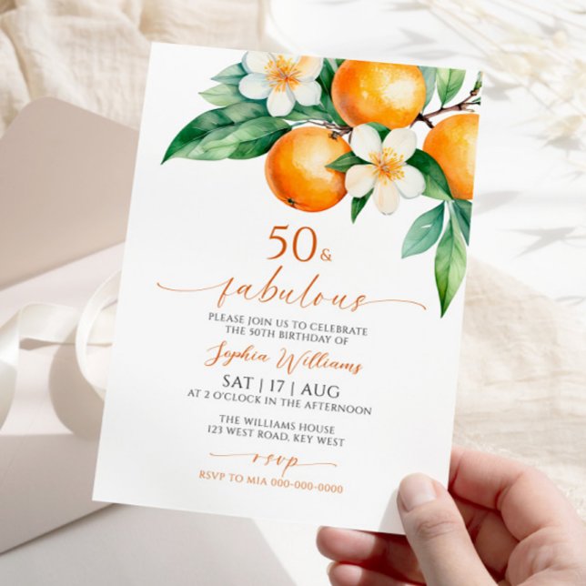 Orange Floral 50 & Fabuleuse Invitation Anniversai (Créateur téléchargé)