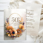 Orange Floral 50th Birthday Party Invitation<br><div class="desc">Invite your friends and loved ones to your 50th birthday celebration with this rustic orange floral birthday party invitation. The customizable text area in this invitation template allows you to include all the necessary details for your special birthday celebration, including the date, time, venue, and RSVP information. A variety of...</div>