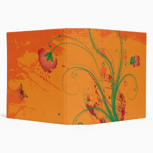 Orange Floral Binder