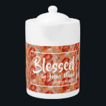 Orange Floral | BLESSED | Christian Scripture<br><div class="desc">Celebrate your faith, whilst drinking your favourite hot beverage. Inspirational message reminds you that you are blessed in Jesus' Name. Scripture reference Ephesians 1:3 (Blessed with every spiritual blessing). All fully customisable so you can personalise with your own favourite Scripture reference or text (eg. your name). This would also make...</div>