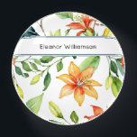 Orange Floral Blooms Garden Lover's Personalized Paperweight<br><div class="desc">Add a floral flourish to your desk with this elegant paperweight. The pretty desk accessory features a floral design in a watercolor style,  with orange flowers and green leaves on a crisp white background. Personalize with a name for an individual touch.</div>