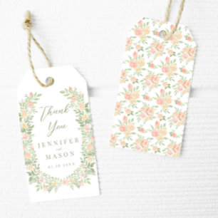 Orange floral boho chic rustic wedding thank you gift tags