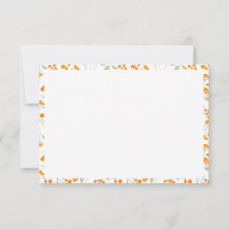 Orange floral botanical pattern thank you card