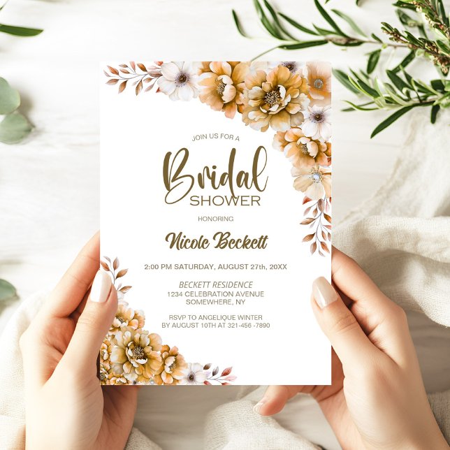 Orange Floral Bridal Shower Invitation (Creator Uploaded)
