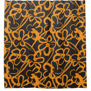 Orange Floral brush strokes seamless pattern backg