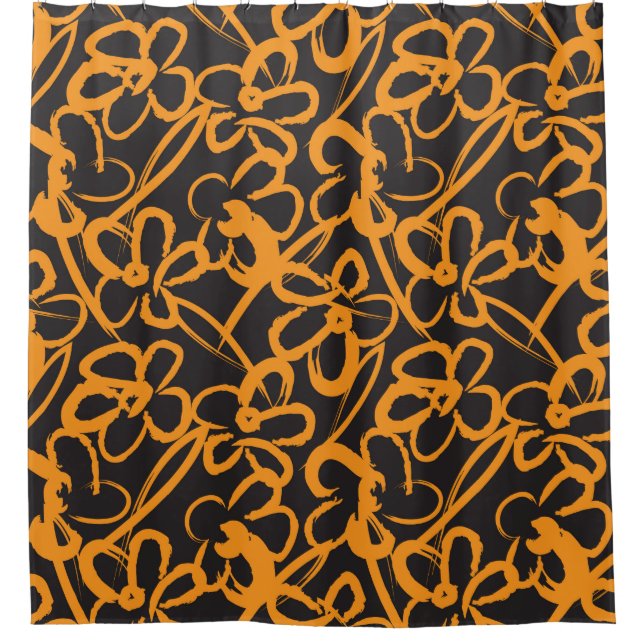Orange Floral brush strokes seamless pattern backg (Front)