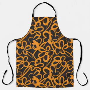 Orange Floral brush strokes seamless pattern backg Apron