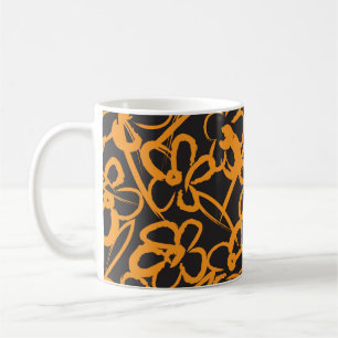 Orange Floral brush strokes seamless pattern backg Coffee Mug