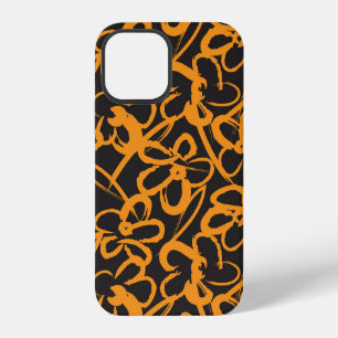 Orange Floral brush strokes seamless pattern backg iPhone 12 Case