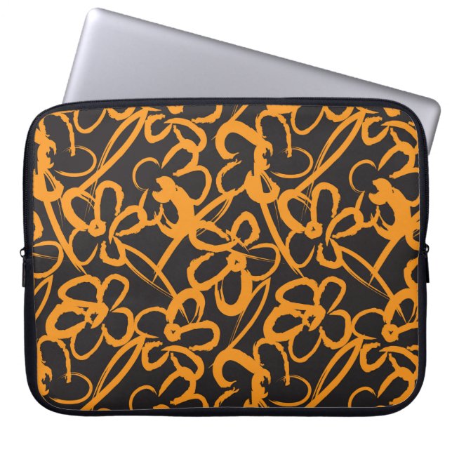 Orange Floral brush strokes seamless pattern backg Laptop Sleeve (Front)