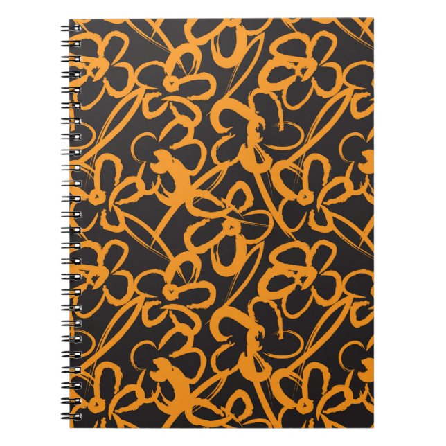 Orange Floral brush strokes seamless pattern backg Notebook (Front)