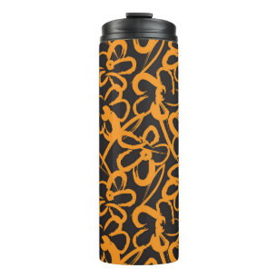 Orange Floral brush strokes seamless pattern backg Thermal Tumbler