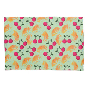 Orange Floral Cherry Pattern   Cute Girly Fruit   Pillowcase