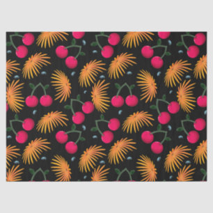 Orange Floral Cherry Pattern Tissue Paper