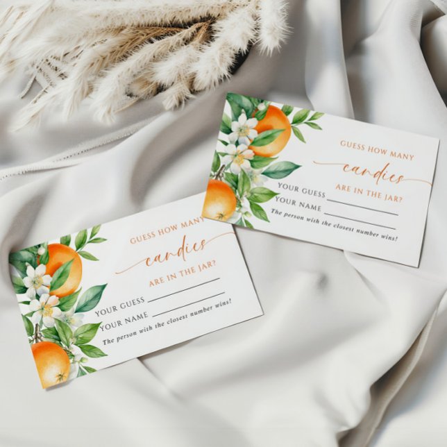 Orange Floral Combien de bonbons Douche Carte de j (Créateur téléchargé)