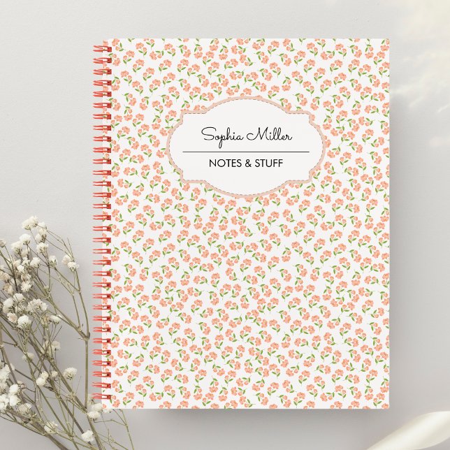Orange Floral Coquette Custom Personalized Spiral Notebook (Creator Uploaded)