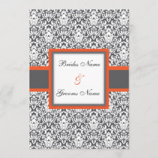Orange Floral Damask Wedding Invitation