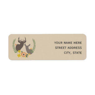 Orange Floral Deer Address Label