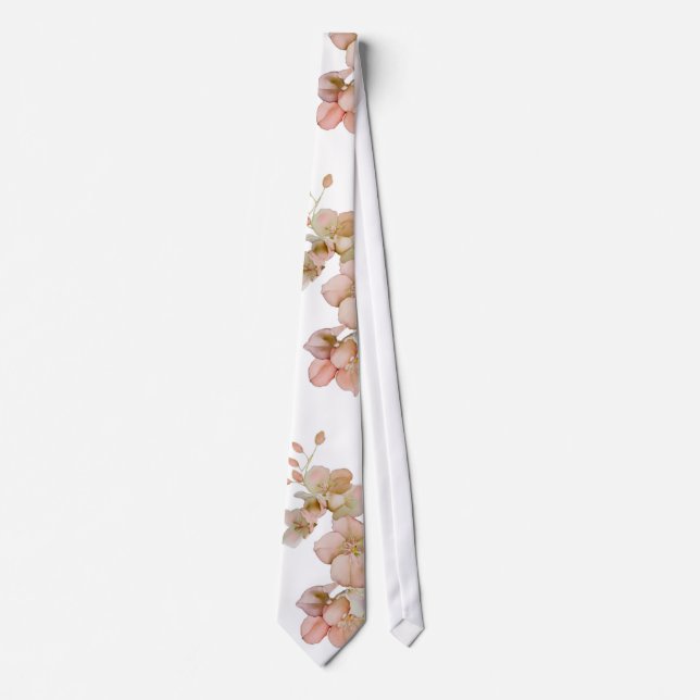 Orange floral delicate tree blossoms tie (Front)